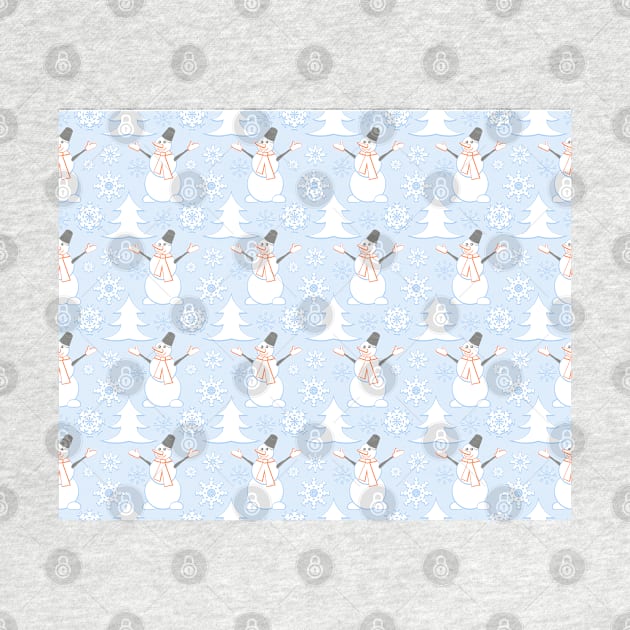 Winter pattern with snowman and snowflakes by Cute-Design